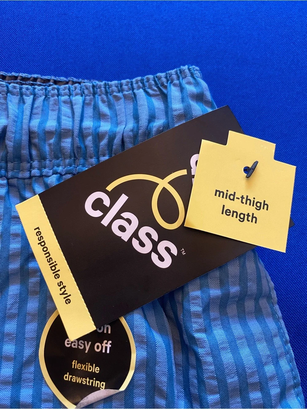 art class™ Boys Blue Stripe Swim Trunks | XS (4/5) | UPF Lined | NWT